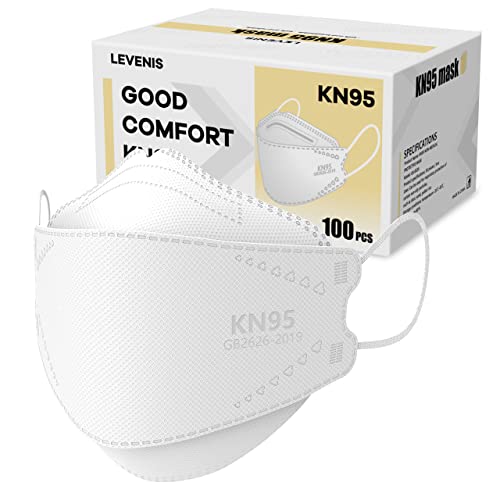 LEVENIS KN95 Face Masks 100 Pack, Breathable Comfortable and Disposable KN95 Mask, White - color: 100pcs Adult-white