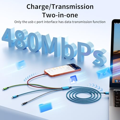 4 in 1 Charging Cable, Mulit Charging Cable for Multiple Devices, 2Pack 5FT - color: Red&Black