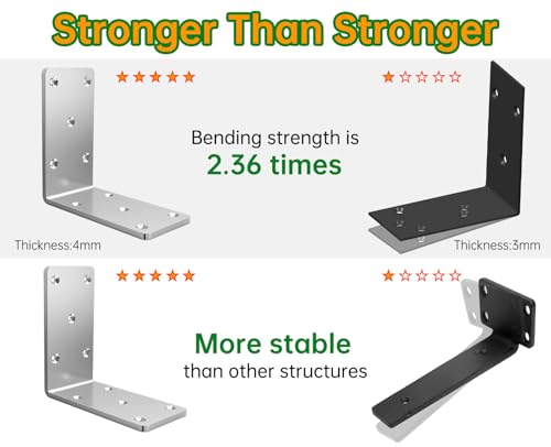 (8PCS) Heavy Duty L Brackets 5x5x2.5 for Wood,Metal Shelf Brackets,90 Degree Corner Bracket,Large Right Angle Bracket, Pergola Brackets Silver - size: 5x5x2.5” (8 Pack)