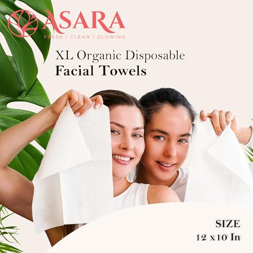 Clean Face Towels Disposable XL Facial Wipes | Add Water As a Makeup Remover | Sensitive Skin Face Towels | Organic Vegan Biodegradable - Clean Daily Towelettes | by Asara (50 Count) - size: 50 Count