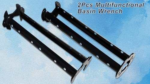 2 PCS Basin Multifunctional Sink Wrench, Four-Jaw Hex Universal Basin Wrench 7-in-1 Tight Spaces Kitchen Sink Drain Tub Removal for Under Basin Sink Installation and Repairs - size: 11 Sizes