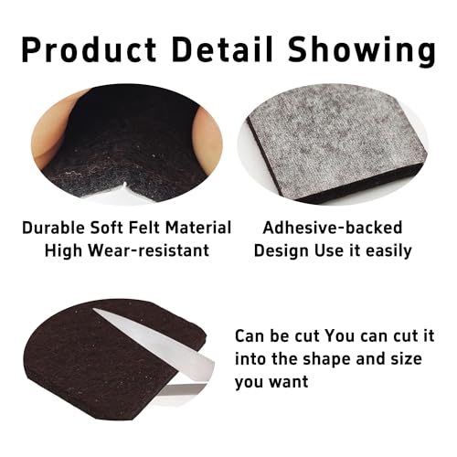 16PCS 1.5 x 1.5 Inch Square Felt Pads, Soft Adhesive Non-Slip Backed Felt, Cuttable Floor Protectors for Furniture Legs, Brown Anti Scratch Furniture Pads - size: 1.5 x 1.5 Inch