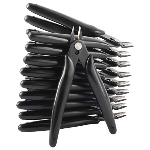 YaeCCC 10 Pack Wire Cutters Black Diagonal Cutting Pliers for Electronic, Model, Jewelry Making, 170 Flush Cutter 5 inch