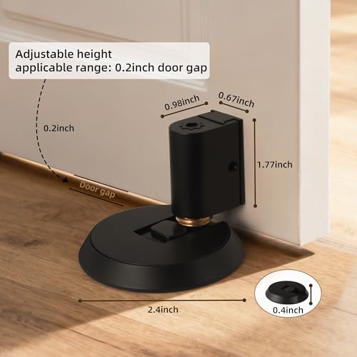 PANALI Windproof Door Stopper, Brass Mechanical Door Stop, Black - color: Matt Black