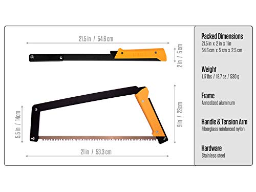 AGAWA - BOREAL21-21 Inch Folding Saw with All-Purpose Saw Blade - Camping Gear For Hiking, Fishing, Hunting, Bushcraft & Survival Kit (Black Frame/Yellow Handle) - size: 21 Inch