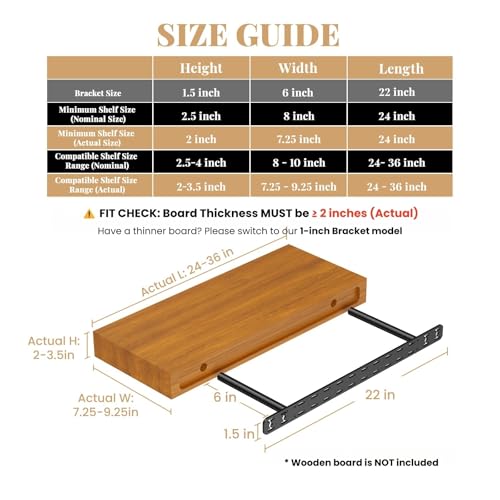 2pcs Floating Shelf Hardware Heavy Duty Hidden Shelf Brackets Support,Wall Mounting Invisible Floating Shelves Bracket with Jig (22" x 6" x 1.5" with Tools) - size: 22" x 6" x 1.5"