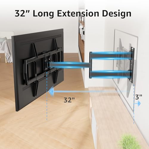 MOUNTUP Corner TV Wall Mount for Most 42-75 Inch TVs with 32” Long Extension, Long Arm TV Mount, Full Motion TVs Mount Swivel Articulating Mounts, MAX VESA 600x400mm, Holds up to 99 lbs MU0076 - size: for 42-75 inch TV,Corner TV Mount