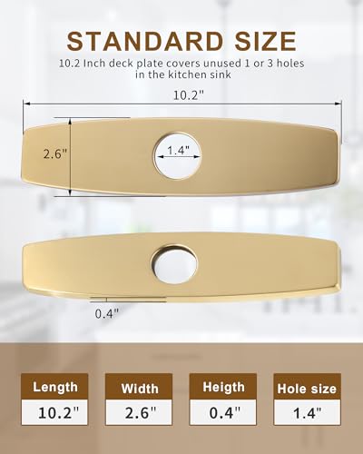 ARCORA 10.2 Inch Faucet Plate Sink Hole Cover Escutcheon - color: Brushed Gold