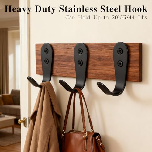 Stainless Steel Hooks for Hanging, Heavy Duty Hook, Wall Hooks Key Holder Wall Mount Hanger Coat Hook Garage Storage Screw Utility Hooks, 8 Pack (Black) - color: Black V