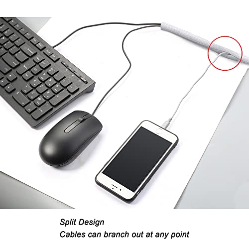 Cable Management Sleeve, Split Design, 10FT - 1 Inch, White - color: White, size: 1"-10ft