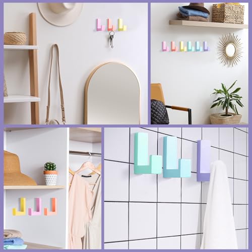Teenyyou 6 Pcs Cute Kids Wall Hooks Adhesive for Backpack Pastel - color: Pastel