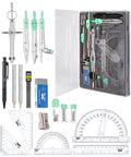 Mr. Pen- Geometry Set, 15 pcs, Green, 6 Inch Swing Arm Protractor, Divider - color: Green