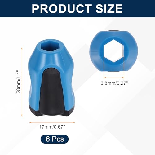 HARFINGTON 6pcs Screwdriver Head Magnetic Ring 9/32" Screwdriver Bit Holder Ring Universal Bit Holder for Hex Shank Drills Power Tools DIY Repair, Blue Black - color: Blue Black