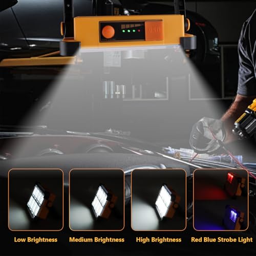 YXQUA 120W Solar Rechargeable Work Light, 144 LED 10000LM, IP65 - color: Yellow