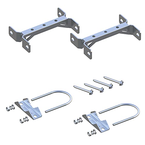 2 PCS Stainless Steel Antenna Mount Wall Mount Antenna Mast Clamp V Jaw Bracket Accessories Kit [ Without The Pole ] for TV CB Ham Outside Home