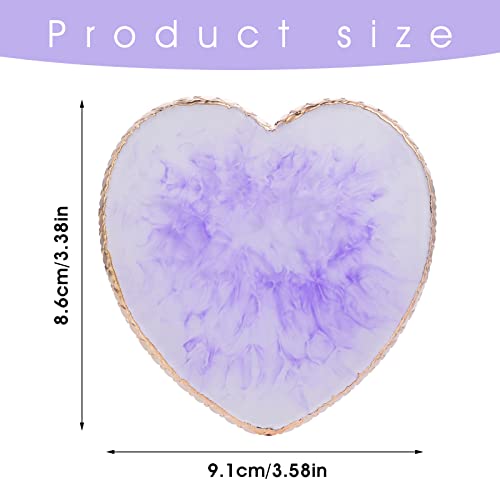 Sibba Resin Nail Art Palette Nail Mixing Palette Polish Color Mixing Plate Golden Edge Nail Holder Display Board Heart Shape Cosmetic Mixing Tools (Purple) - color: Purple