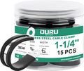 OURU 15pcs 1-1/4 Inch Stainless Steel Cable Clamps,Rubber Coated Cushioned Insulated Cable Clamp,Automotive Cable Wire Clamps,Pipe Clamps,Metal Clamp for Tube,Lines,Wire Cord Installation(Black,32mm) - size: 15pcs - 1-1/4"