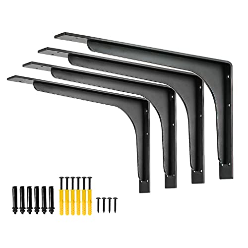 16inch x 9.5inch shelf brackets,L Shelf Bracket, die-cast formation，vertical Angle, premium alloy metal heavy-duty shelf bracket, high strength Mounting Hardware Included, Corner Brace Joint,pack of 4 - size: 16 inch x 9.5 inch