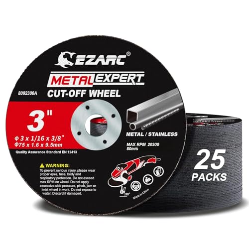EZARC Metal Cut Off Wheels 3 x 1/16 x 3/8-Inch, 25-Pack - size: 25PCS 3” x 1/16” x 3/8”