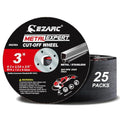 EZARC Metal Cut Off Wheels 3 x 1/16 x 3/8-Inch, 25-Pack - size: 25PCS 3” x 1/16” x 3/8”