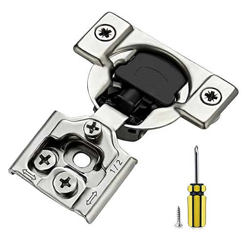 Ravinte 1/2 Inch Overlay Soft Close Hinge Kitchen Cabinet Hinges 60 Pack | 30 Pairs， Stainless Steel, Satin Nickel, Cabinet Hardware, Face Frame Fit, Adjustable For Kitchen, Cupboard, Furniture Doors - size: 1/2 inch Overlay