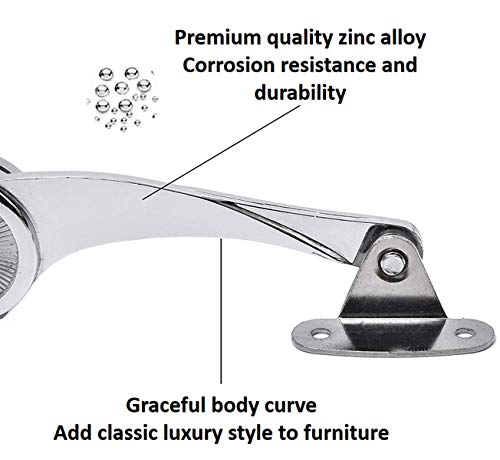 QBOSO Lid Support Hinge in Satin Nickel Folding Lid Stay Hinge with Soft Close, Perfect for Toy Box/Drawer/Window/Wardrobe/Cabinet Door,22lb(Scimitar Style 1pair) - color: Scimitar 2pc
