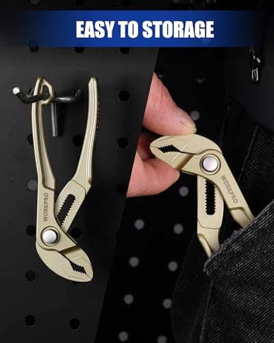 WORKPRO Mini Water Pump Pliers, 4-Inch Groove Joint Pliers for Tight Spaces - color: Champagne