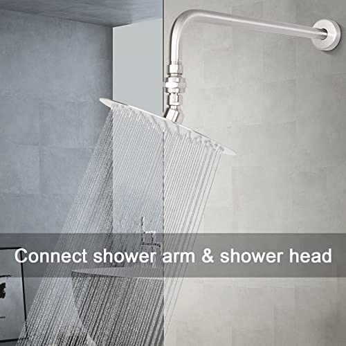 NearMoon Shower Head Swivel Ball Adapter - Solid Brass Shower Connector Ball Joint Adjustable Universal Shower Arm Extension Component (Brushed Nickel) - color: Brushed Nickel