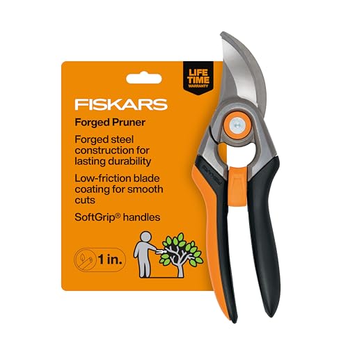 Fiskars Bypass Pruning Shears, 1" Cut Capacity Gardening Scissors, Forged Steel Replaceable Blade, SoftGrip Handle Garden Clippers, Rust Resistant Low Friction Coating for Branches & Stems - style: Forged Pruner
