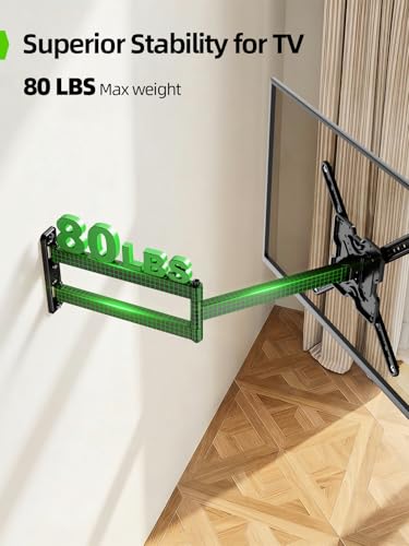 USX MOUNT Long Arm TV Wall Mount for Most 32-65 Inch TVs, 29 Inch Long Extension TV Mount Swivel and Tilt, Full Motion Corner Wall Mount Tv Bracket Fit Max VESA 400 x 400mm, Up to 80 lbs - size: 32-65 Inch