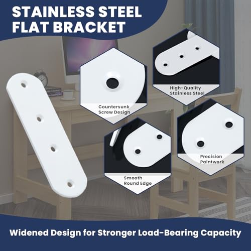 Alise 4 Pcs White Flat Mending Plates for Wood Furniture,125x38mm - color: White Finish, size: 125mmX38mm