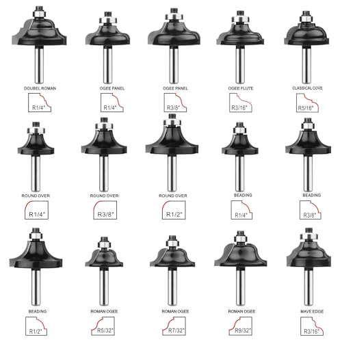 Router Bits 1/4 Inch Shank 50 Pieces, Tungsten Carbide 1/4" Router Bit Set, for Professional and Beginners Carpenter - size: 50 Pcs, 1/4" Shank