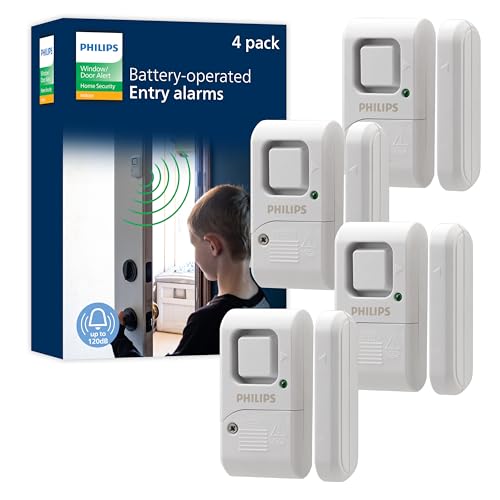 Philips Personal Security Window and Door Alarm, 4 Pack, Wireless Chime - size: 4 Pack