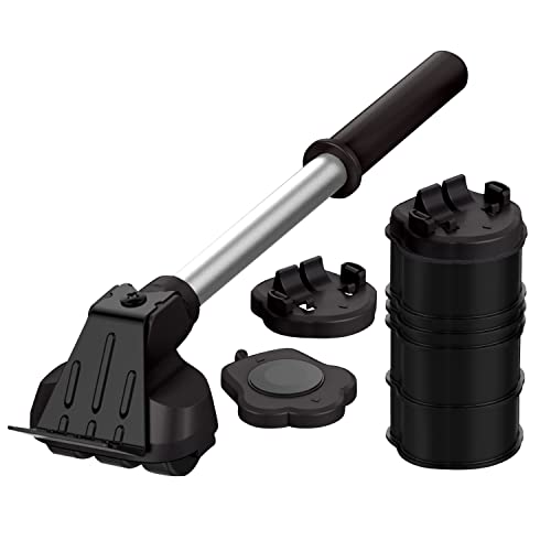 Heavy Duty Furniture Lifter with 4 Sliders for Easy and Safe Moving, Appliance Roller Suitable for Sofas, Couches and Refrigerators, Adjustable Height - color: Black