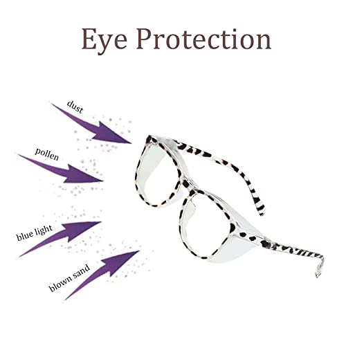 Safety Glasses for Men Women, Anti Fog Safety Goggles Comfortable Blue Light Blocking UV Protective Adult Nurse - color: Square Leopard 2pack