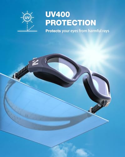 ZIONOR Swim Goggles, G1 SE Swimming Goggles Anti-Fog for Adult Men Women - color: A6-clear Lens Darkblue Frame