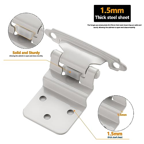 Ravinte 3/8" Inset White Cabinet Hinges 10 Pack (5 Pairs) - color: White