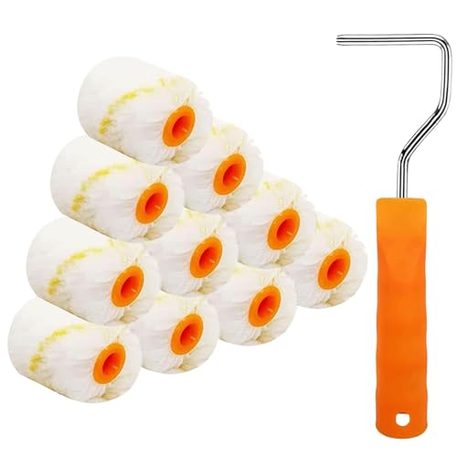 10 Pcs Paint Roller Cover with Frame Set,2"Microfiber Roller,3/8"Nap - size: 2", 10 pcs + 1 frame