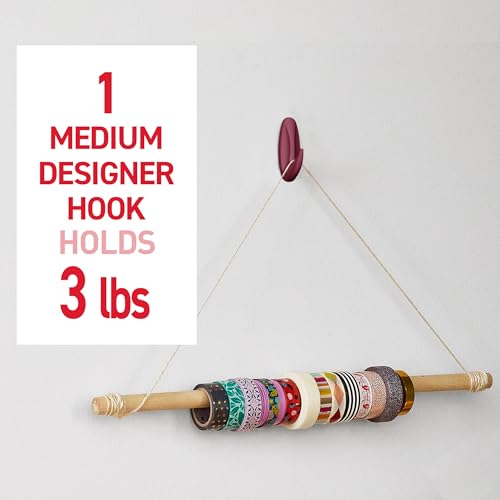Command Medium Designer Hooks, 9 Hooks, 12 Strips - color: Black Cherry