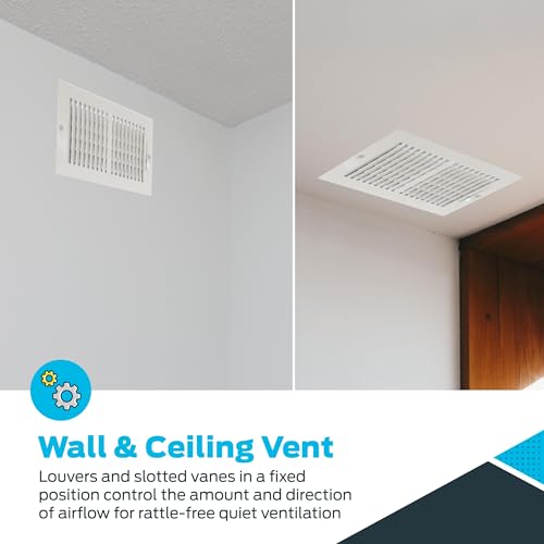 EZ-FLO 12 x 4 Inch (Duct Opening) Air Vent Cover for Wall or Ceiling, Two-Way Ventilation Register, Solid Steel HVAC Register Cover, White, 61611 - size: 12 in. x 4 in.