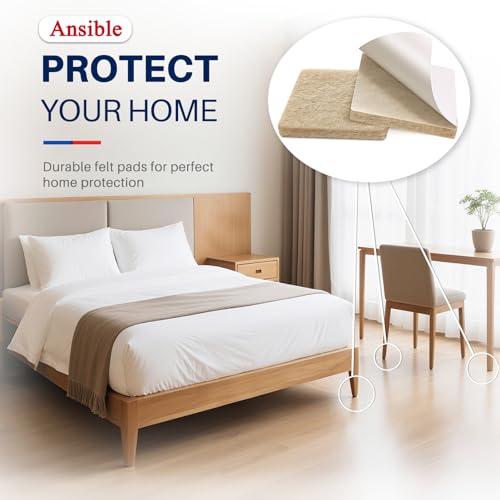 Ansible 60 PCS Felt Furniture Pads 1" for Hardwood Floors - size: 60 PCS 1" Beige, Square