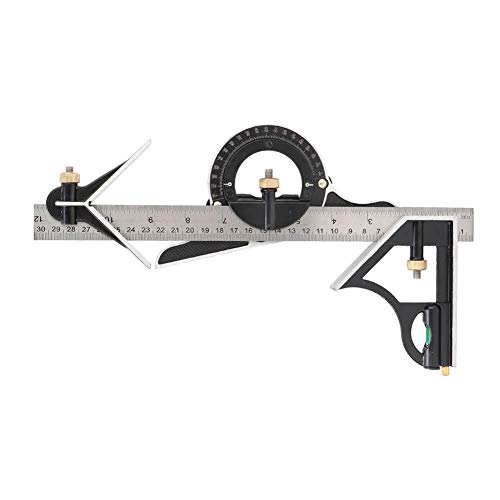 Stainless Steel T Ruler, Combination Set with Protractor, Stainless Steel Angle Ruler 0-180° Combination Tri 0.01 Protractor Measure Tool for Woodworking, Metalworking