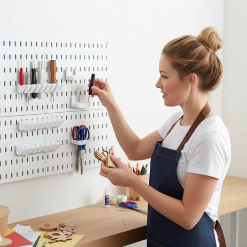 Novabright 6 Pcs 2 Style Pegboard Screwdriver Holders Plastic Pegboard Plier Holders Peg Board Screwdriver Household Tools Organizer Racks for Kitchen, Workbench, Garages, Shops, Hanging Plier(White) - color: White