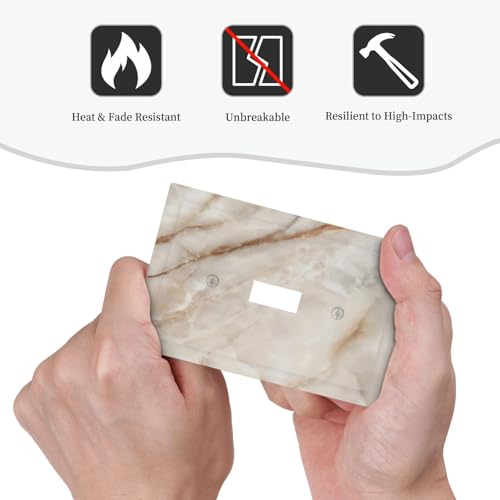 Beige Marble Pattern Light Switch Cover Modern Wall Plate Decorative 1 Gang Single Toggle Switch Plates Electrical Outlet Faceplate for Bathroom Kitchen Bedroom 5" x 3" - size: 1 Gang Single Toggle