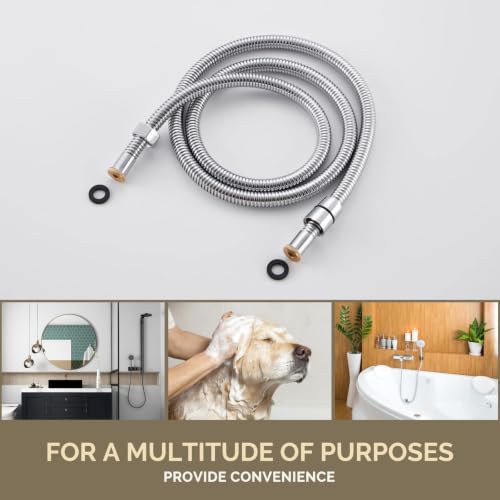 Angle Simple Flexible Handheld Shower Head Hose 59 Inches, 1/2" IPS, Chrome - color: Chrome, size: 59 Inch