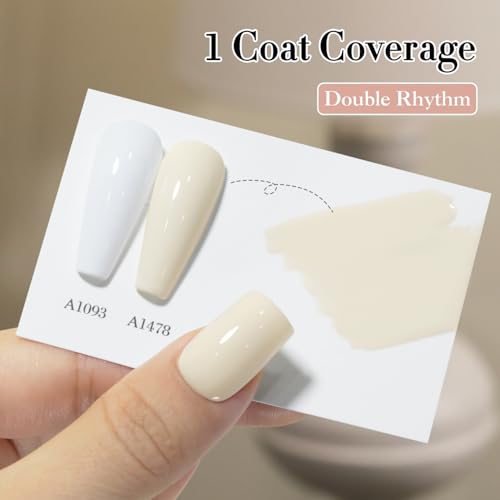 Double Rhythm 15ML Gel Polish Pure Sheer Same Color Same Bottle Soak Off Gel Polish Art Manicure Salon DIY at Home for Women (Beige White-A1478) - color: Beige White