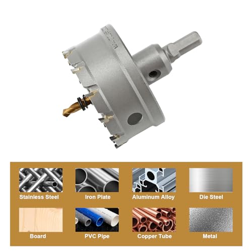 2-3/4'' TCT Hole Saw Kit Tungsten Carbide Tipped Hole Saw Drill Bit with Titanium-Plated Pilot Drill bit for Metal, Stainless Steel, Iron (70MM) - size: 70MM | 2-3/4''