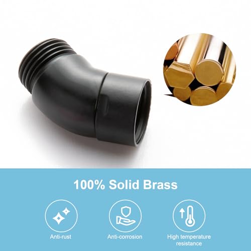 OFFO Shower Head Elbow Adapter, All Metal Handheld Shower Head Elbow Adapter Shower Arm Angle Adapter 135 Degrees, Matte Black - color: Matte Black, size: 135°, style: 135°