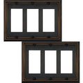 OKAWYC Triple Decorator Light Switch Cover Adler Metal Wall Plate, 2-Pack Aged Bronze 3 Gang Triple Rocker, for Receptacle Dimmer Switch GFCI Outlet, Switch Cover Decorative Wallplate, Durable - style: 3 Decorator 2PK
