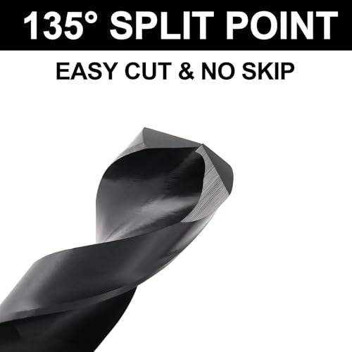 7/8 Drill Bit for Metal and Hardened Steel, M35 Cobalt 1/2 Inch Reduced Shank Industrial Grade Heavy Duty Drill Bit, with Index Storage Case - size: 7/8 in
